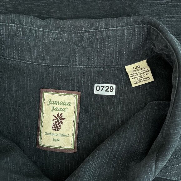 Vintage Jamaica Jaxx Silk Aloha Island Button-Up Shirt Short Sleeve Black Mens L - Picture 6 of 10